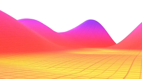 Gráfico colorido del paisaje de la cuadrícula dimentional superficial de la función matemática ilustración 3d —  Fotos de Stock