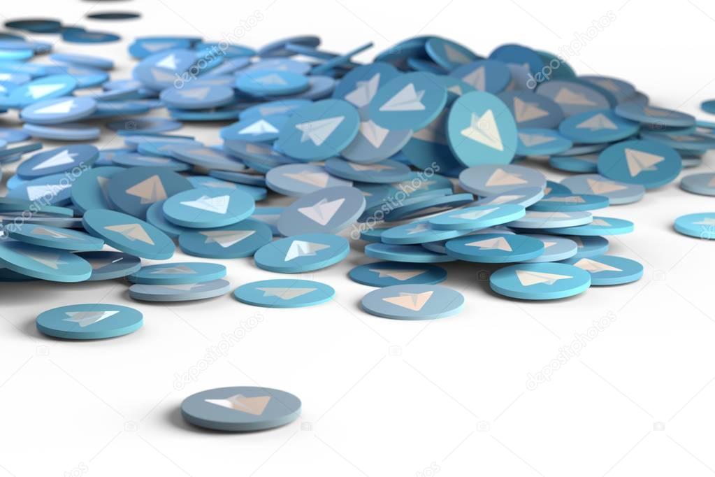 Aircraft blue logo, icon button. Social Media Background Sign 3d render