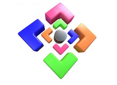 Dört adet Infographic sunu. 4 adım iş diyagramı. Dört bölümün içine. 3D çizim