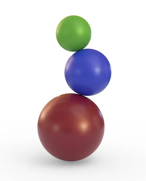 Fallande obalanserad tre bollar isolerad på vit bakgrund 3d illustration — Stockfoto