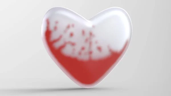 Heart glass with blood liquid and drops isolated illustration 3d illustration — Stock Photo, Image