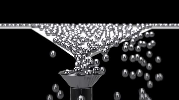 Rendu 3D de boules de métal va entonnoir, illustration 3d — Video