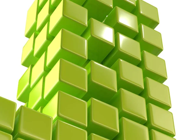 Zöld absztrakt kocka blokk tömb 3D-s illusztráció — Stock Fotó