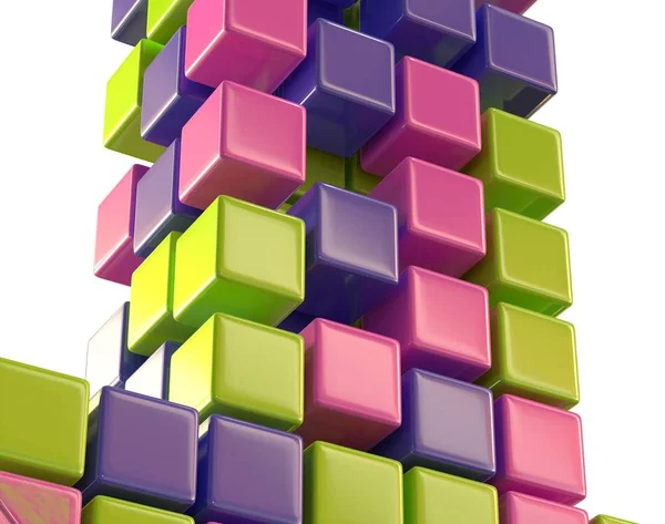 Abstrakta färg kuber block matris 3d illustration — Stockfoto