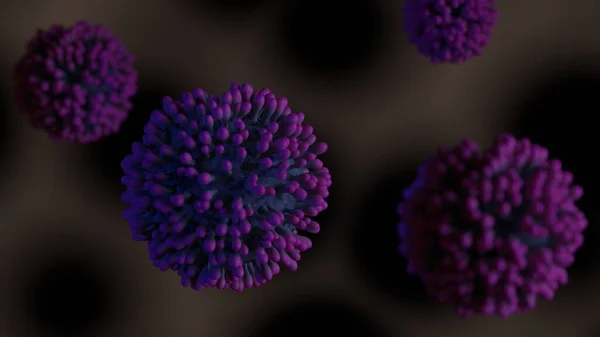 伝染性のHIVエイズ、インフルエンザまたはコロナウイルスの3Dレンダリング — ストック写真