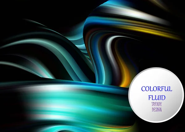 Modern färgglada flöde affisch. Wave Flytande form i blå färg bakgrund. Konstdesign för ditt designprojekt. — Stock vektor