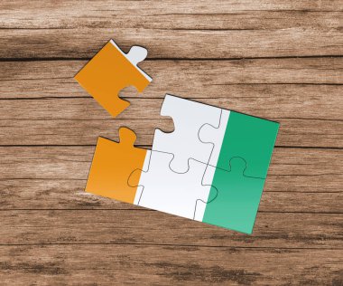 Yapboz üzerindeki ulusal bayrağı işaretle. Bir parçası eksik. Tehlike kavramı.