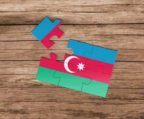 Bandera Nacional Azerbaiyán Rompecabezas Falta Una Pieza Concepto Peligro — Foto de Stock