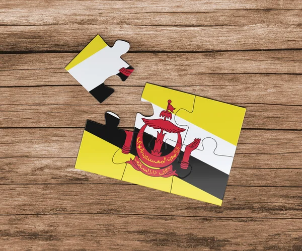 Drapelul Național Brunei Puzzle Jigsaw Lipseşte Piesă Conceptul Pericol — Fotografie, imagine de stoc