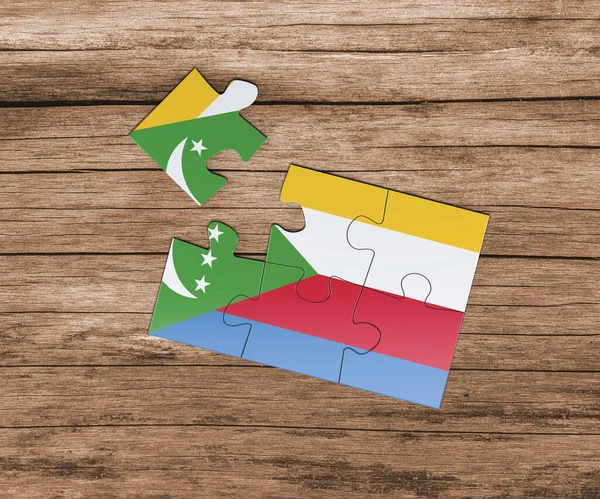 Drapelul Național Comorelor Puzzle Puzzle Ului Lipseşte Piesă Conceptul Pericol — Fotografie, imagine de stoc