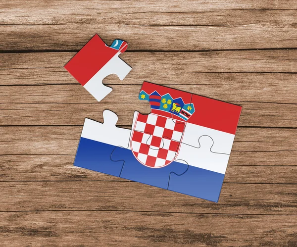 Bandera Nacional Croacia Rompecabezas Falta Una Pieza Concepto Peligro — Foto de Stock
