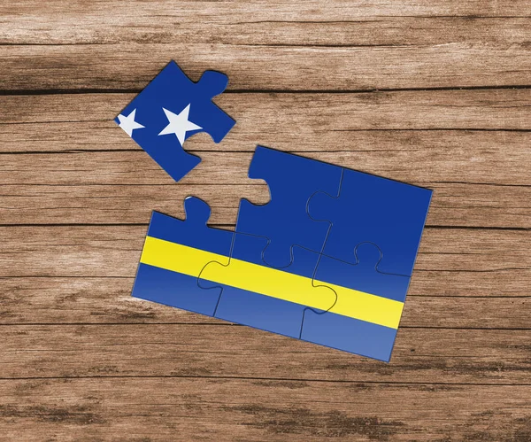 ジグソーパズルのキュラソー島の国旗 １つ足りない 危険概念 — ストック写真