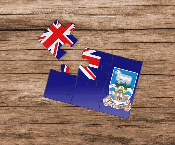 Bandera Nacional Islas Malvinas Rompecabezas Falta Una Pieza Concepto Peligro — Foto de Stock