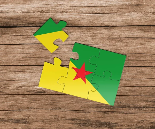 Drapelul Național Francez Guiana Puzzle Puzzle Ului Lipseşte Piesă Conceptul — Fotografie, imagine de stoc