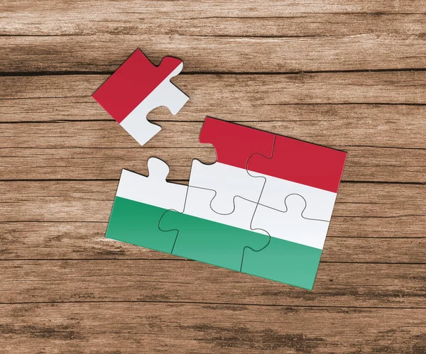 Magyarország Nemzeti Zászló Kirakós Játékra Egy Darab Hiányzik Veszélykoncepció — Stock Fotó