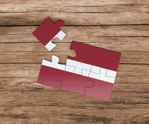 Latvia National Flag Jigsaw Puzzle One Piece Missing Danger Concept — Stock Photo, Image