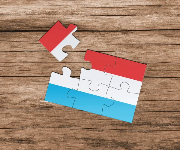 Bandera Nacional Luxemburgo Rompecabezas Falta Una Pieza Concepto Peligro — Foto de Stock