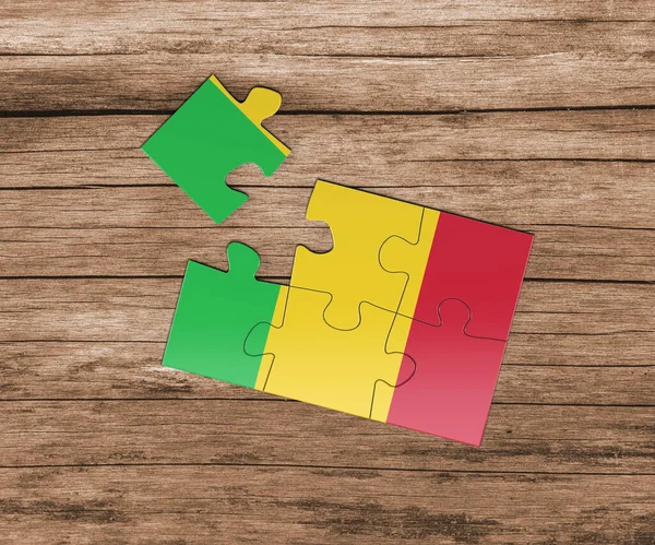 Drapelul Național Mali Puzzle Puzzle Ului Lipseşte Piesă Conceptul Pericol — Fotografie, imagine de stoc