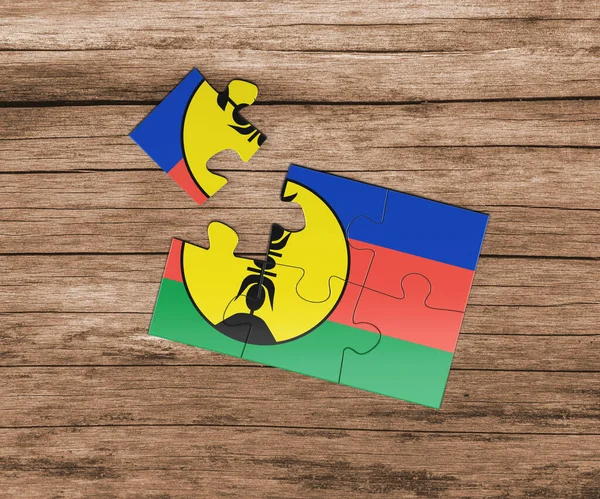 Neukaledonien Nationalflagge Auf Puzzle Ein Stück Fehlt Gefahrenkonzept — Stockfoto