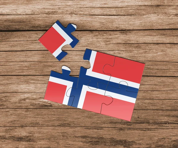 Noruega Bandera Nacional Rompecabezas Falta Una Pieza Concepto Peligro — Foto de Stock