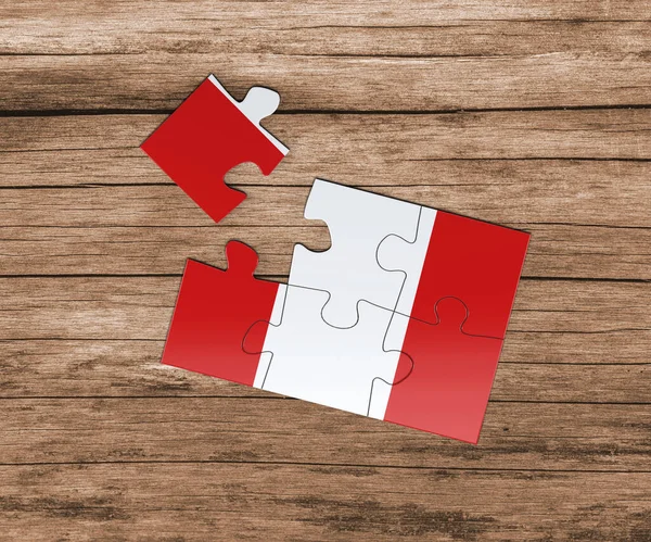 Peru Steag Național Puzzle Jigsaw Lipseşte Piesă Conceptul Pericol — Fotografie, imagine de stoc