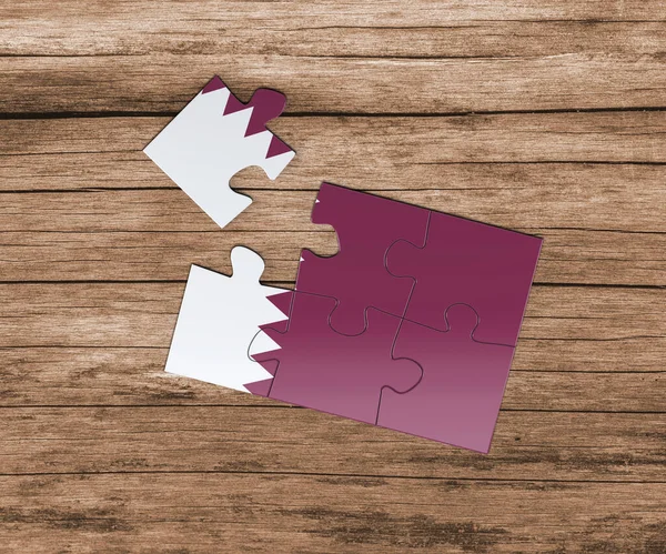 Drapeau National Qatar Sur Puzzle Manque Une Pièce Concept Danger — Photo