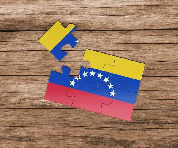 Bandera Nacional Venezuela Rompecabezas Falta Una Pieza Concepto Peligro — Foto de Stock