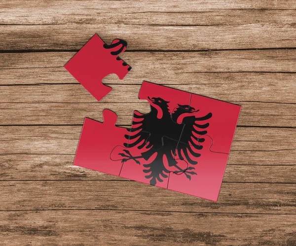 Albania Bandiera Nazionale Puzzle Manca Pezzo Concetto Pericolo — Foto Stock