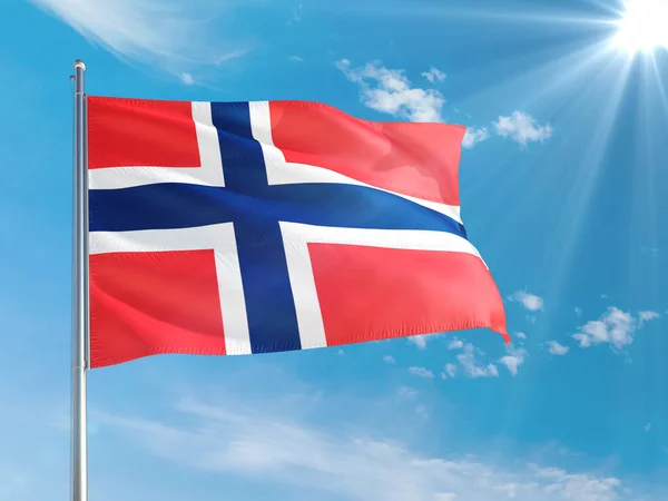 Bandera Nacional Las Islas Bouvet Ondeando Viento Contra Cielo Azul — Foto de Stock