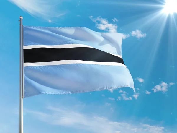 Botswana National Flag Waving Wind Deep Blue Sky High Quality — Stock Photo, Image