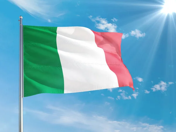 Drapeau National Italie Agitant Dans Vent Contre Ciel Bleu Profond — Photo