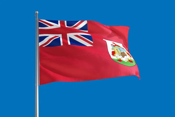 Bermudská Národní Vlajka Vlající Větru Temně Modré Obloze Kvalitní Tkanina — Stock fotografie
