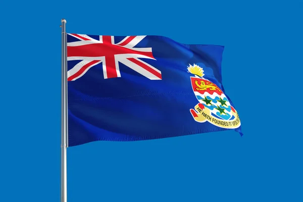 Cayman Islands National Flag Waving Wind Deep Blue Sky High — Stock Photo, Image