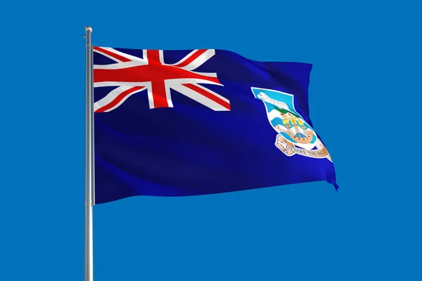 Falkland Islands National Flag Waving Wind Deep Blue Sky High — Stock Photo, Image