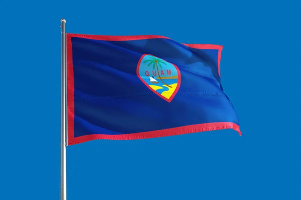 Guam Nationale Vlag Zwaaiend Wind Een Diepblauwe Hemel Hoge Kwaliteit — Stockfoto