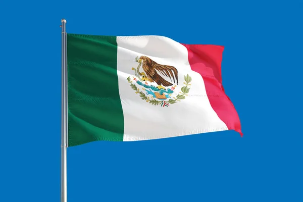 Drapeau National Mexique Agitant Dans Vent Sur Ciel Bleu Profond — Photo