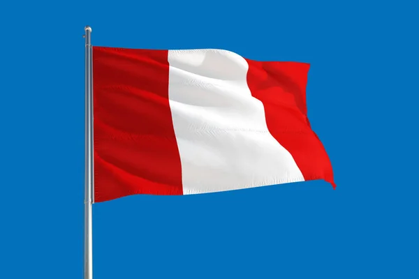 Peru Nationale Vlag Zwaaiend Wind Een Diepblauwe Hemel Hoge Kwaliteit — Stockfoto