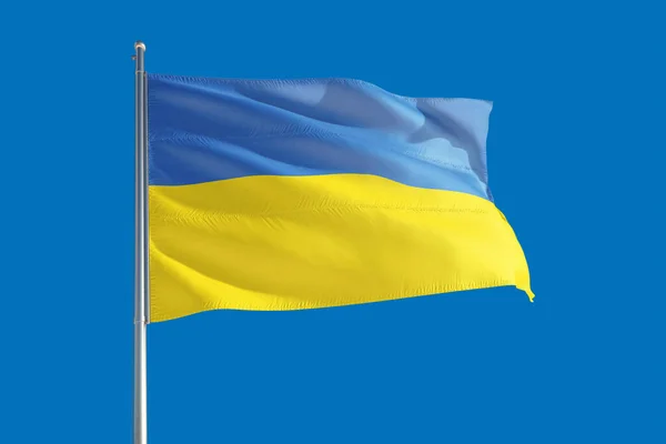 Государственный Флаг Украины Размахивающий Ветру Глубоком Голубом Небе Высокое Качество — стоковое фото