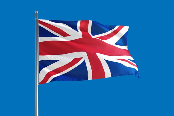 Förenade Kungarikets Nationella Flagga Viftar Vinden Djupt Blå Himmel Högkvalitativt — Stockfoto