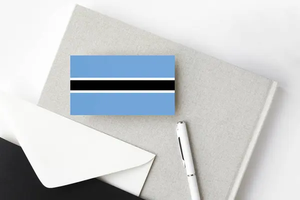 Bandera Botswana Sobre Fondo Carta Minimalista Sobre Invitación Nacional Con — Foto de Stock