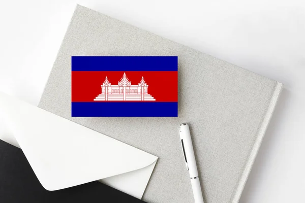 Cambodia Flag Minimalist Letter Background National Invitation Envelope White Pen — Stock Photo, Image