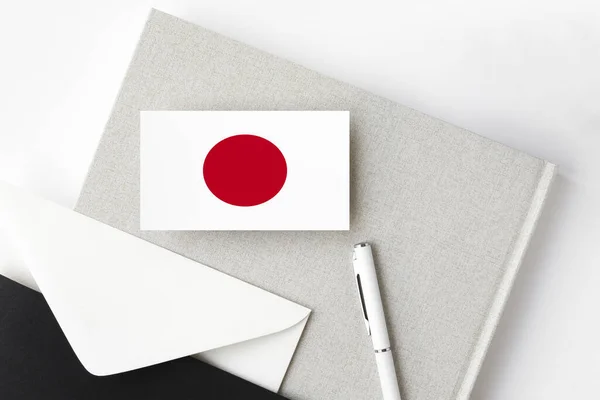 Bandera Japón Sobre Fondo Carta Minimalista Sobre Invitación Nacional Con — Foto de Stock