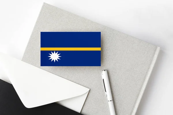 Nauru Flag Minimalist Letter Background National Invitation Envelope White Pen — Stock Photo, Image