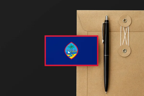 Bandera Guam Carta Sobre Artesanal Fondo Pluma Negra Concepto Invitación — Foto de Stock