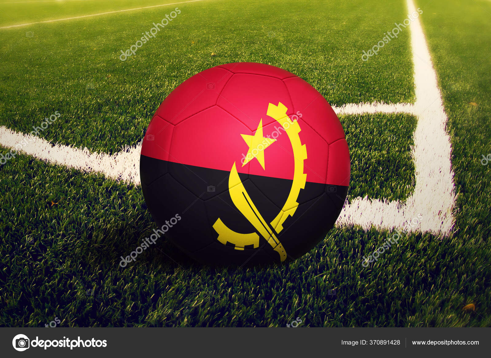 Bandeira Angola Bola Posicao Pontape Canto Fundo Campo Futebol Tema Stock Photo C Sezerozger 370891428