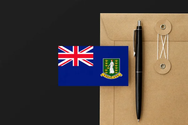 Bandera Las Islas Vírgenes Británicas Sobre Carta Fondo Pluma Negra — Foto de Stock