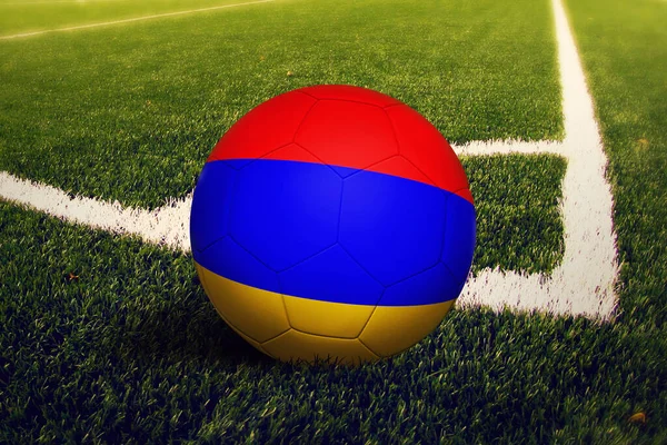 Bandera Armenia Posición Patada Esquina Fondo Del Campo Fútbol Tema — Foto de Stock