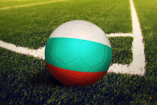 Bandera Bulgaria Posición Patada Esquina Fondo Del Campo Fútbol Tema — Foto de Stock