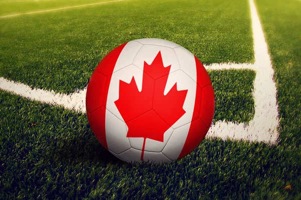 Bandera Canadá Posición Patada Esquina Fondo Del Campo Fútbol Tema — Foto de Stock