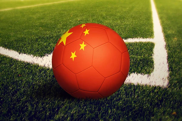 Bandera China Posición Patada Esquina Fondo Del Campo Fútbol Tema — Foto de Stock